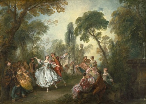 Festivities in a park with the dancer Marie Camargo dancing with a partner by Nicolas Lancret, c. 17