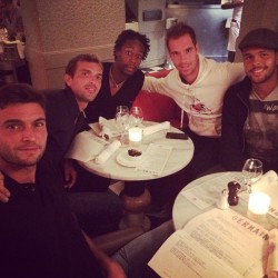 davidgoffins:  France Davis Cup Team having dinner all together ☺   Look at this crew!