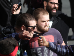 lightpocket:  Marijuana legalization activists light up in a protest for full legalization outside the Statehouse in Trenton on Sunday, April 20, 2014. Andrew Miller/For The Times of Trenton 