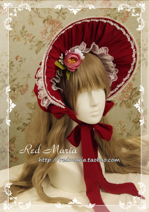 Red Maria cute lace bonnet preorderMy Australia-based Taobao shopping service is available here!