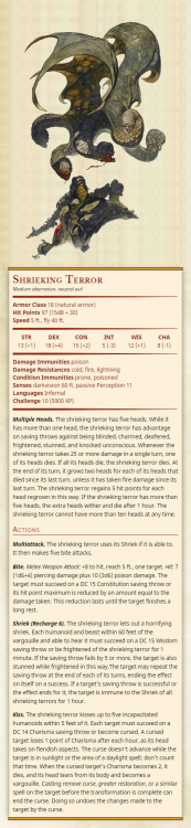 thirdtofifth: Shrieking TerrorMedium aberration, neutral evilArmor Class 18 (natural armor)Hit Point