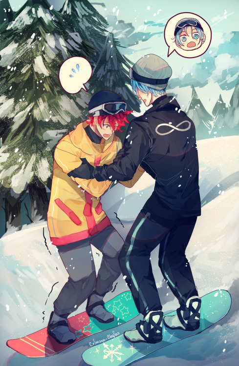 crimson-chains:    Thought it would be cute if Langa tried to teach snowboarding to Reki when they visit Canada or something ^^Just lots of love for theeeemm~~~  