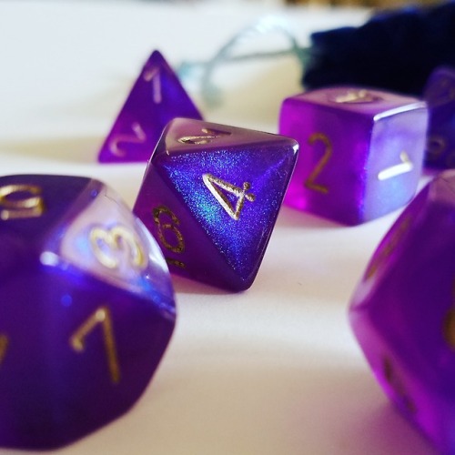 the-dice-nest: Royal purple borealis dice in the sun!