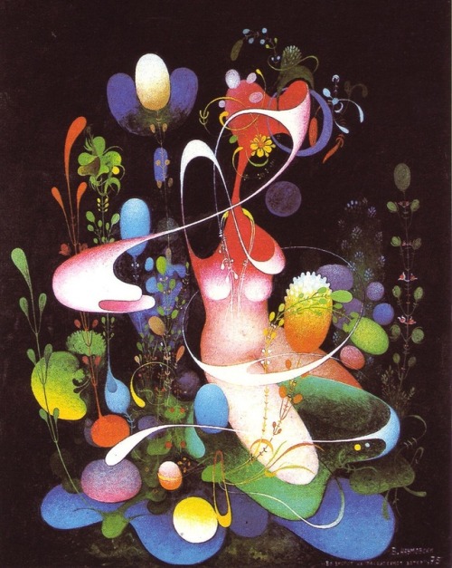 talesfromweirdland:Lacustrine Galaxy (1977). By Macedonian artist, Vangel Naumovski (1924-2006). His