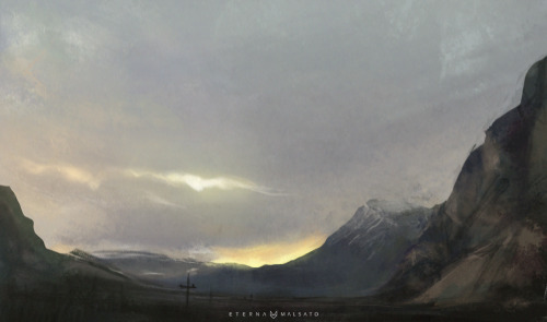 Took a break from commissions to practice some environments  https://www.google.de/maps/@46.247549,11.16515,3a,75y,90t/data=!3m5!1e2!3m3!1s29681704!2e1!3e10?hl=en About an hour, one brush + lasso tool