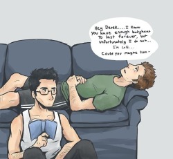 sterekruinedmylifetwice:  I’VE HAD THESE PICTURES ON MY PHONE FOR SO LONG AND I NEVER KNEW IT WAS STEREK UGH credit to: http://torakodragon.tumblr.com/ 