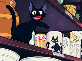 genekellys:You’d think they’d never seen a girl and a cat on a broom before.Jiji in Kiki’s Delivery 