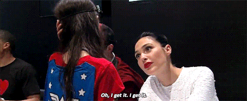 margots-robbie:Gal Gadot shares a sweet moment with young Wonder Woman fan
