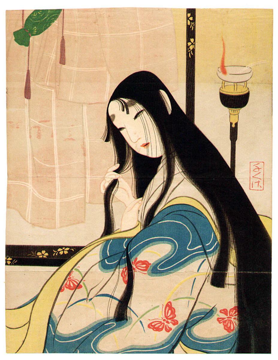 &ldquo;Court lady from the Heian period (794-1185 AD) by Chigusa Kotani, early 20th century