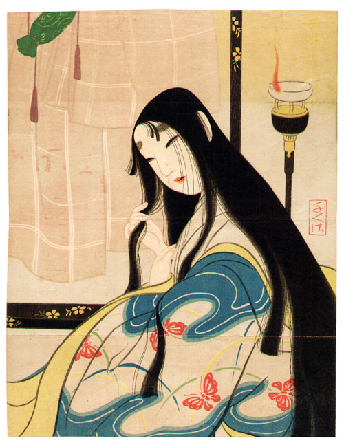 jeannepompadour:“Court lady from the Heian period (794-1185 AD) by Chigusa Kotani, early 20th 