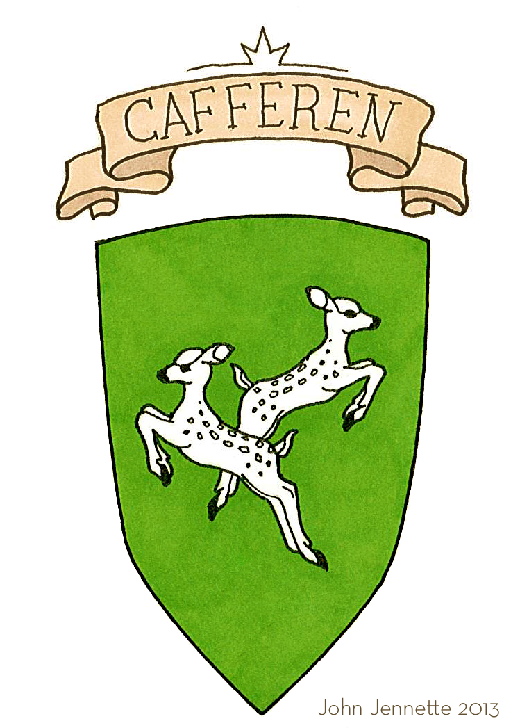 HOUSE CAFFEREN • Fawnton
Green, two white fawns counter salient
Lord Cafferen remained loyal to the king during Robert’s Rebellion. He was captured at the Battle of Summerhall, and eventually knelt to Robert. He was killed by Lord Randyll Tarly at...