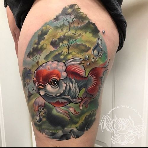 tattoosnob:  Oranda Fish Swimming In The Woods by @vincevillalvazo at @mysticowltattoo in Marietta, Georgia. #oranda #fish #swimminginthewoods #vincevillalvazo #mysticowltattoo #marietta #georgia #tattoo #tattoos #tattoosnob http://ift.tt/2haHXUt