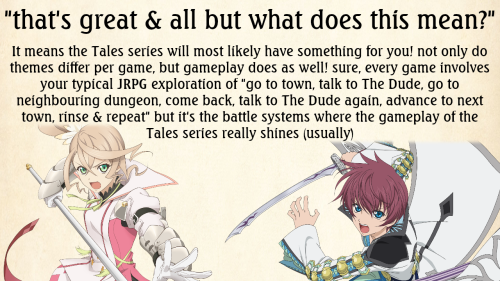 *sits on chair* so. you wanna get into the Tales series?an extremely educational powerpoint presenta
