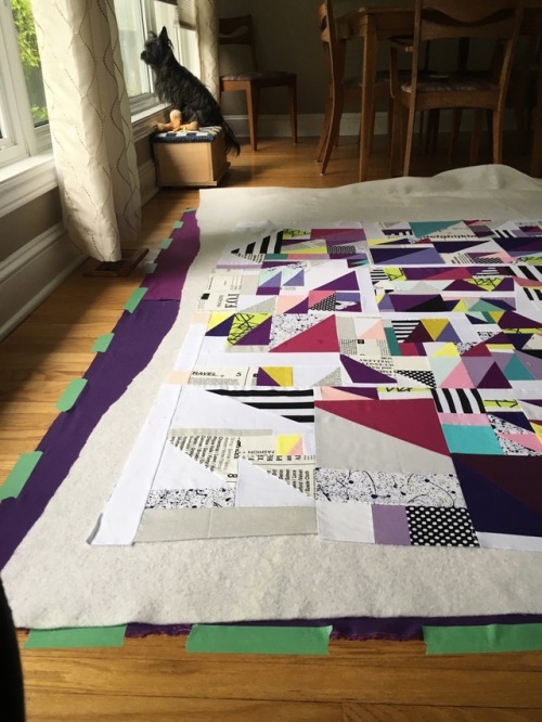 Basting the Ultra Violet quilt: I was really excited to keep working on the Ultra Violet quilt, so I