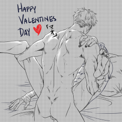 maoillustration:  Was really inspired and turned on by the latest chapter of Saezuru Tori wa Habatakanai (囀る鳥は羽ばたかない) and decided to dedicate a Valentines Day drawing to it.  Please enjoy and Happy Valentines day! &lt;3 