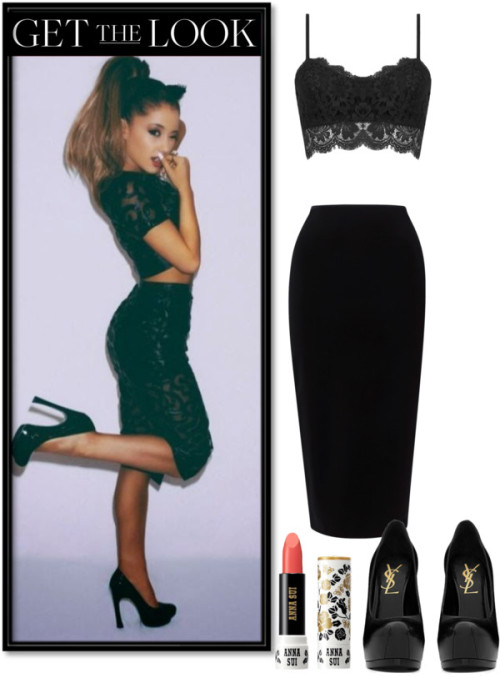 Get The Look : Ariana Grande by maevaxstyle featuring leather sole shoes ❤ liked on PolyvoreBralette