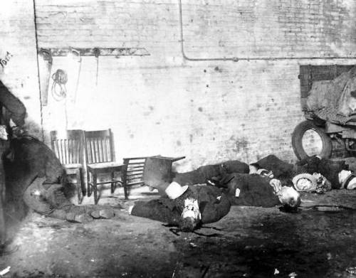 organizedcrimefamilies:Bodies From St. Valentine’s Day MassacreUNITED STATES - FEBRUARY 14: The scen