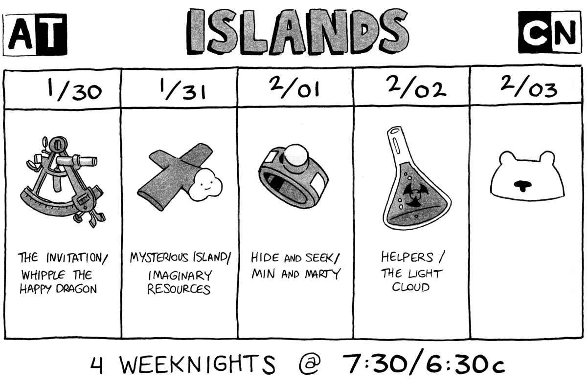 ADVENTURE TIME: ISLANDS! The 8-Part miniseries begins January 30th. Four consecutive