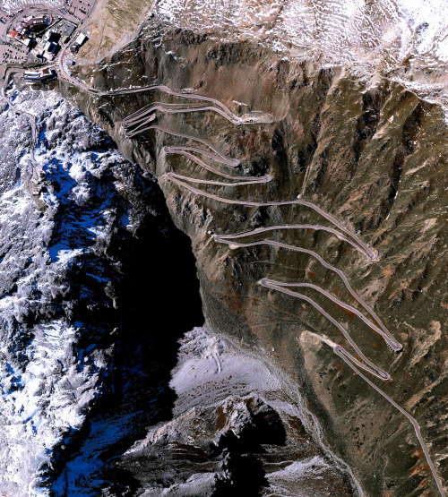 dailyoverview:The Stelvio Pass in northern Italy is the highest paved roadway in the Eastern Alps, w