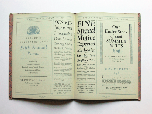 William Ludlow, Italic Typography, 1927. Shown is Aldus Pius Manutius. Ludlow Typography Company. US