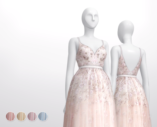 rusty-sims: Soft-Pink Embellished tulle Gown by Needle &amp; Thread 4 Color 무단수정/2차배포 절대 금지 DO N