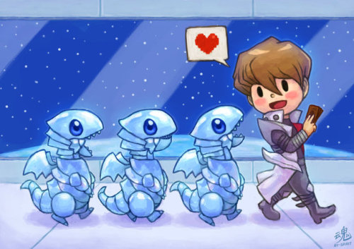 ry-spirit: Seto Kaiba and his three favourite dragons. Drawn by Ry-Spirit