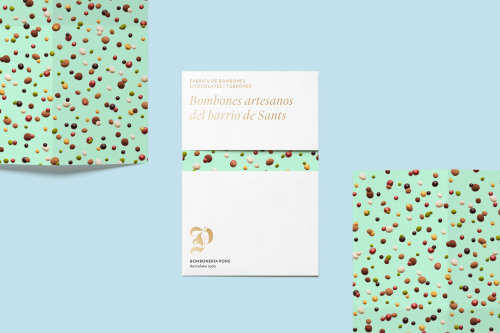 Rebranding for a chocolatier in Spain. The complementary photography of the bombones against baby bl
