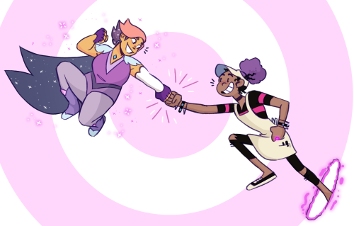 kaereth:  Glimmer and Jo from Kid Cosmic having a teleportation celebration fist bump for a kofi request! 