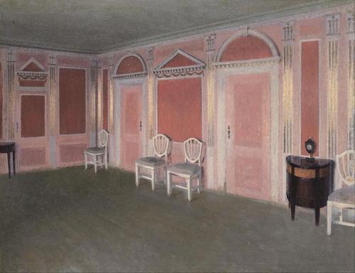 Interior in Louis Seize style. From the artist’s home. Rahbeks Allé, by Vilhelm Hammershoi, 18