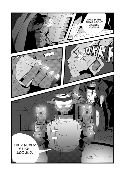 a test comic page with my lancer character Trace-7