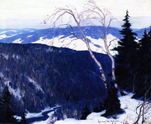 Winter Solitude  -  Clarence Gagnon, 1909-13.Canadian,1887-1942  Oil on canvas,  53.3 cm (20.98 in.)