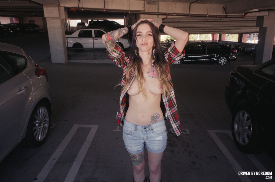 drivenbyboredom:  Topless Tuesday Ladie Lane looking annoyed at me in a parking lot