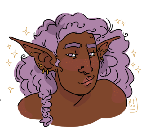 candycorviddraws: ✨too fukin’ pretty Taako ✨ [image description: a drawing of Taako from the s