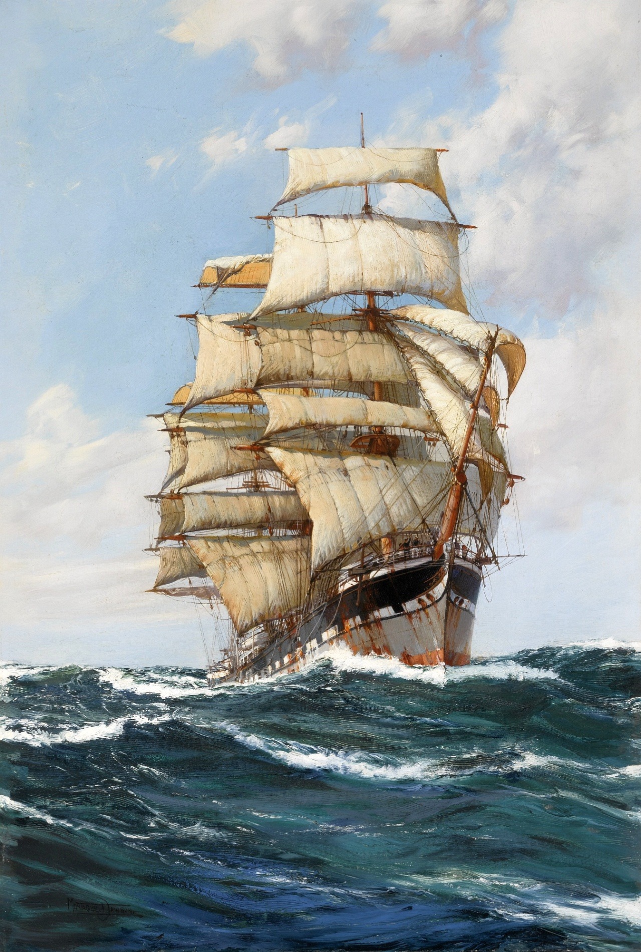 hajandrade:  Montague Dawson (British, 1895-1973), The Lofty Clipper, Clan MacFarlane [high