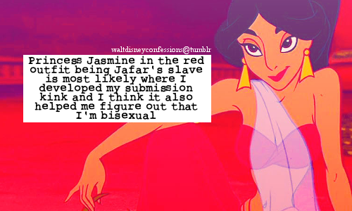 waltdisneyconfessions:“Princess Jasmine in the red outfit being Jafar’s slave is most likely w