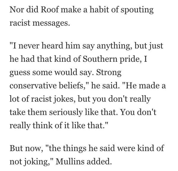 newyorksjojo:  kumagawa:  white people are so blind  “he never said racist stuff
