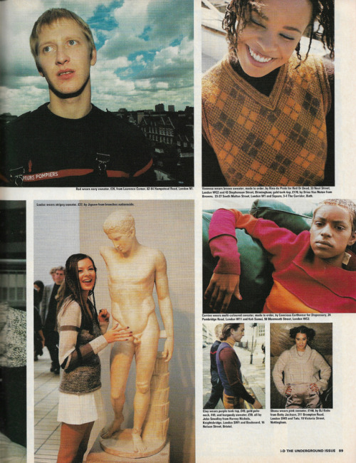 walkinwounded:i-D november 1994 - i-D’s essential guide to sweaters, photographed by stefan ru