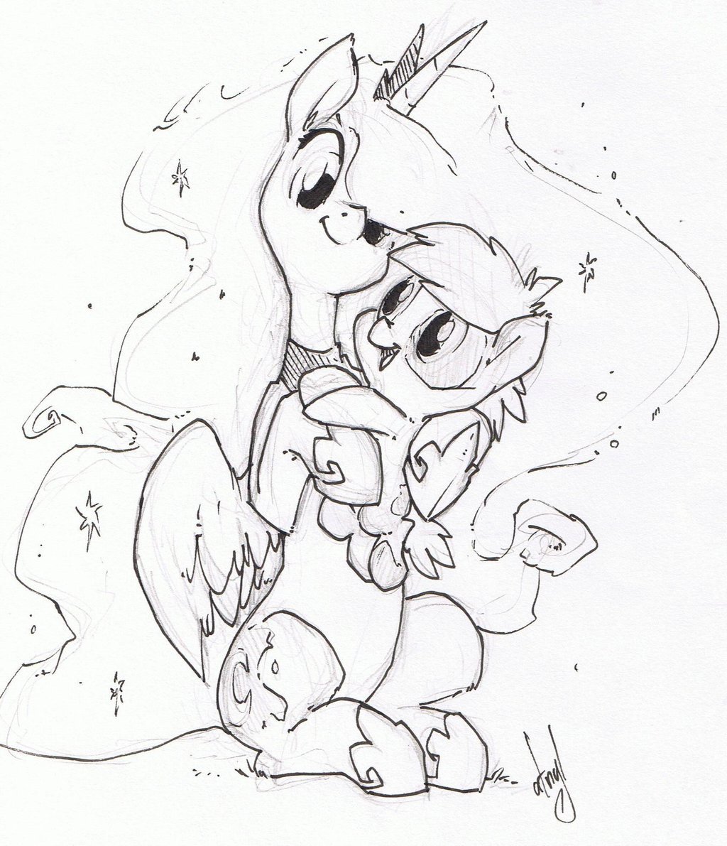 atryl:  The Princess and the PipsqueakAnother ink commission from Bronycon :)  D'aww!
