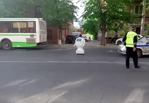 the-future-now:A robot escaped from its creator in Russia and caused a traffic jamThe robot — Promob