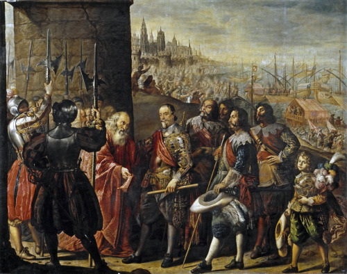 “The Relief of Genoa by the Marqués de Santa Cruz” by Antonio de Pereda y Salgado, 1634The boy is ho