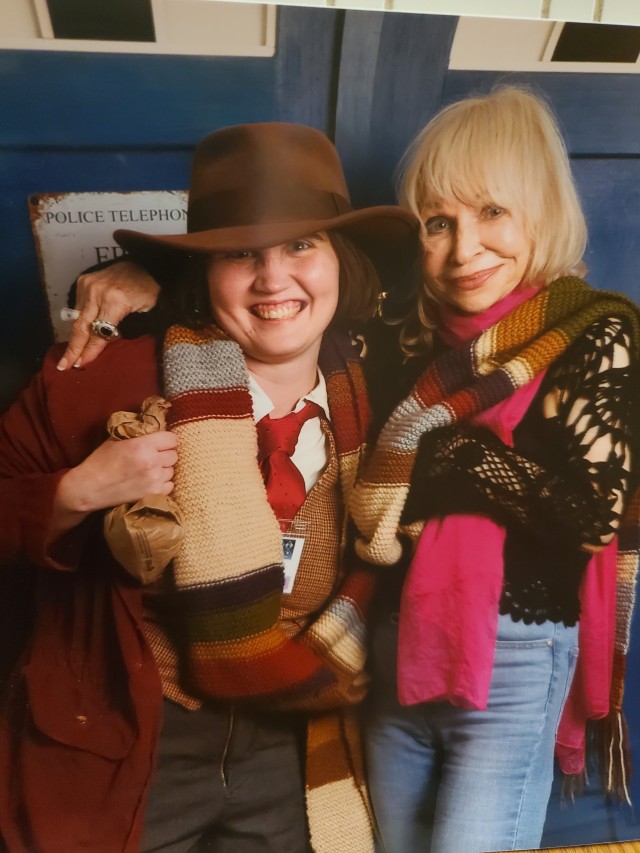 Also got a picture with the lovely Katy Manning. Looks a little weird since I am taking a picture of a picture with my phone,...