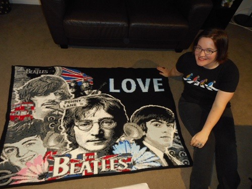 The Beatles crocheted portrait!Started: 28th July, 2011Completed: 5th April, 2018No. of stitches: 63