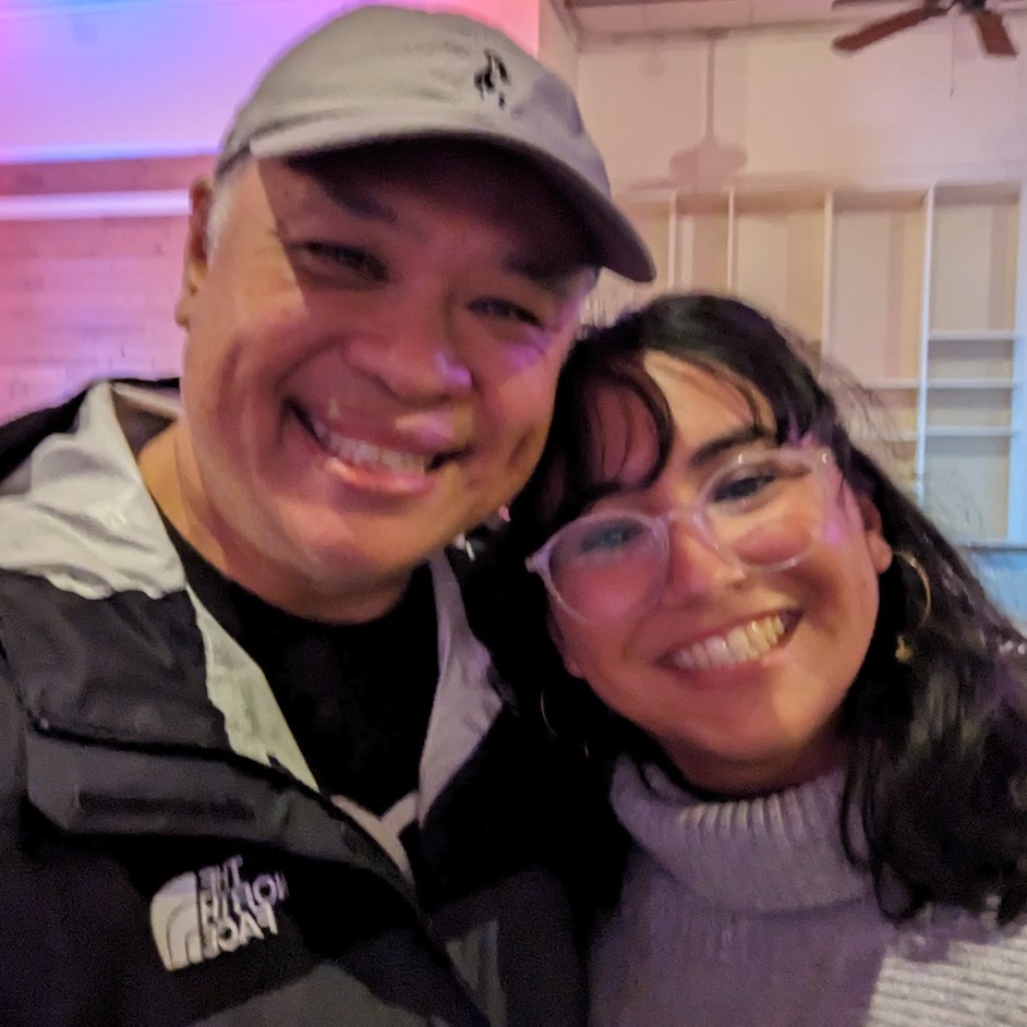 Pictured: A blurry selfie with another great playwright, Marissa Martinez, after her successful play reading, your twenties.
