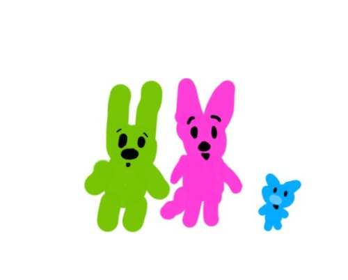 Anyone Remember Them? If You Dont, These Are Hoops (pink Cat) And Yoyo (green Bunny) From The Series