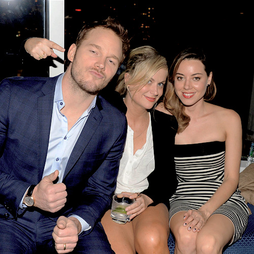 dixonchesters:  Chris Pratt, Amy Poehler &amp; Aubrey Plaza at the after party