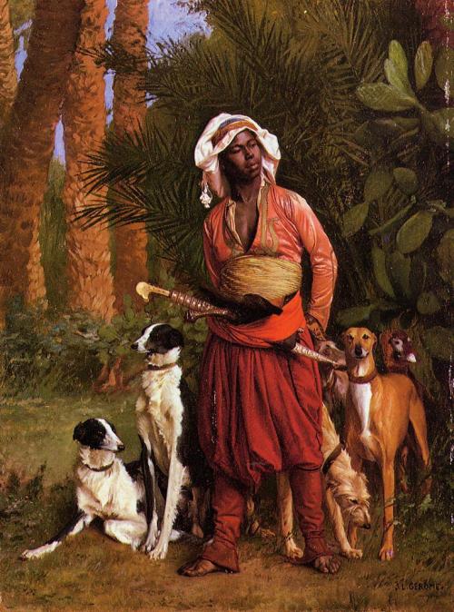 jean-leon-gerome: The Negro Master of the Hounds, 1871, Jean-Leon GeromeMedium: oil,canvas