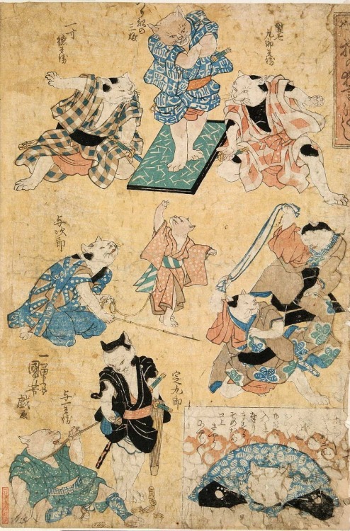 fujiwara57: Caricatures satiriques : “les chats” de  Utagawa Kuniyoshi  歌川 国芳 