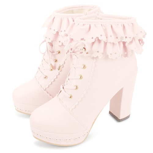 ♡ Lolita Lacy Heeled Boots (3 Colours) - Buy Here ♡