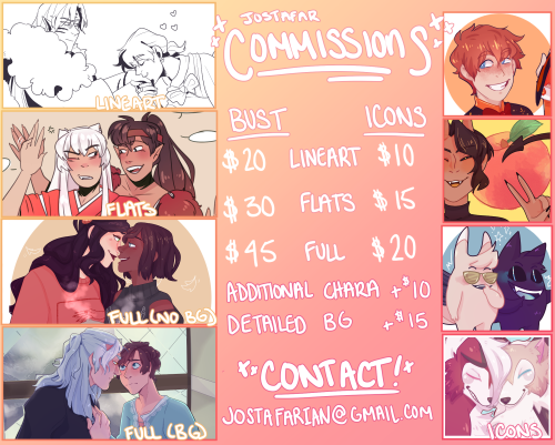 jostafar: Hey guys! Commissions are open! If you have any questions, or would like to reserve a slot