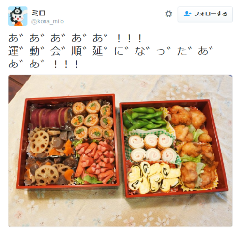 highlandvalley:  ミロさんのツイート: “あ゛あ゛あ゛あ゛あ゛！！！ 運゛動゛会゛順゛延゛に゛な゛っ゛た゛あ゛あ゛あ゛！！！ https://t.co/cQ9xNH3z8Q”